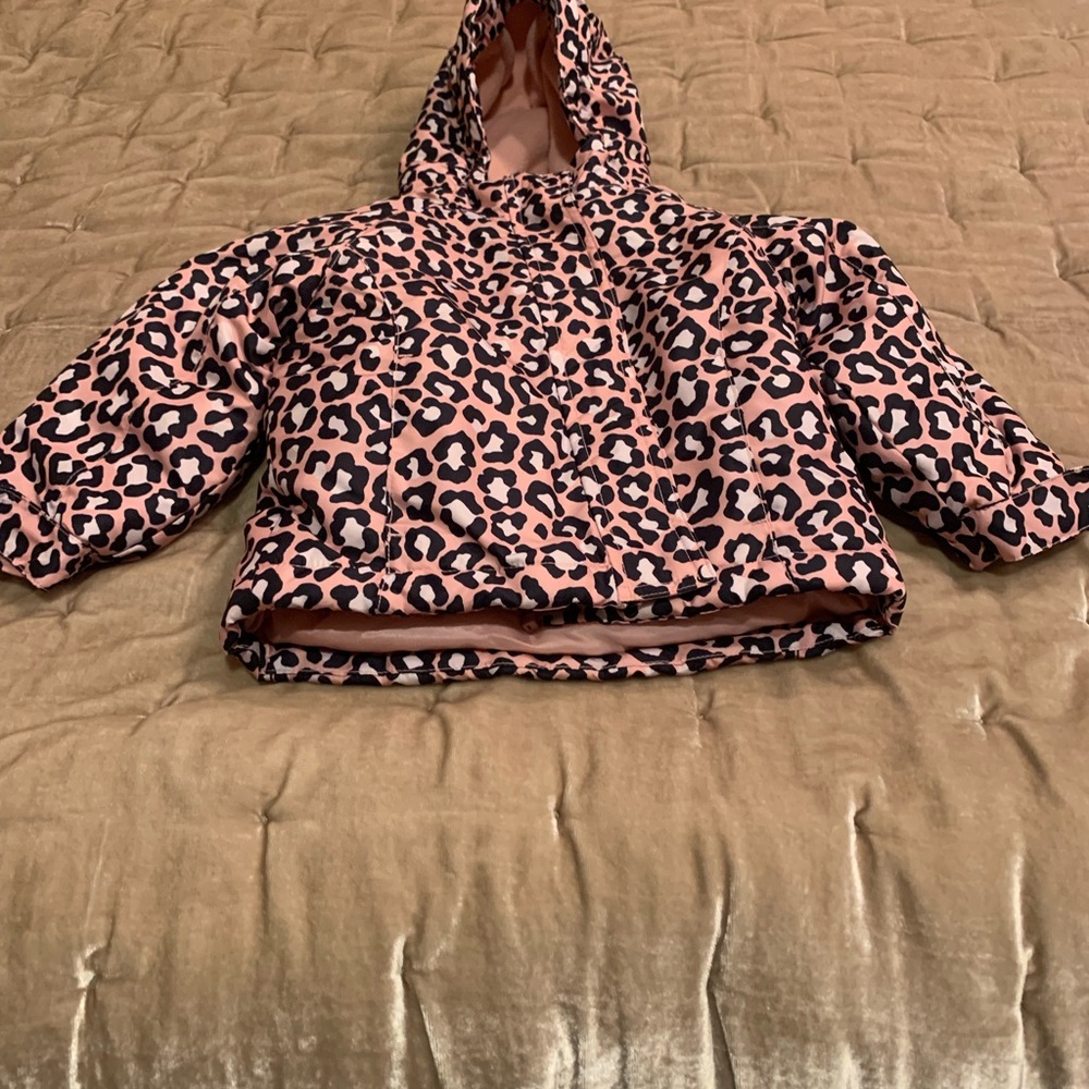 The Children's Place Pink Leopard-Print Hooded Puffer Jacket